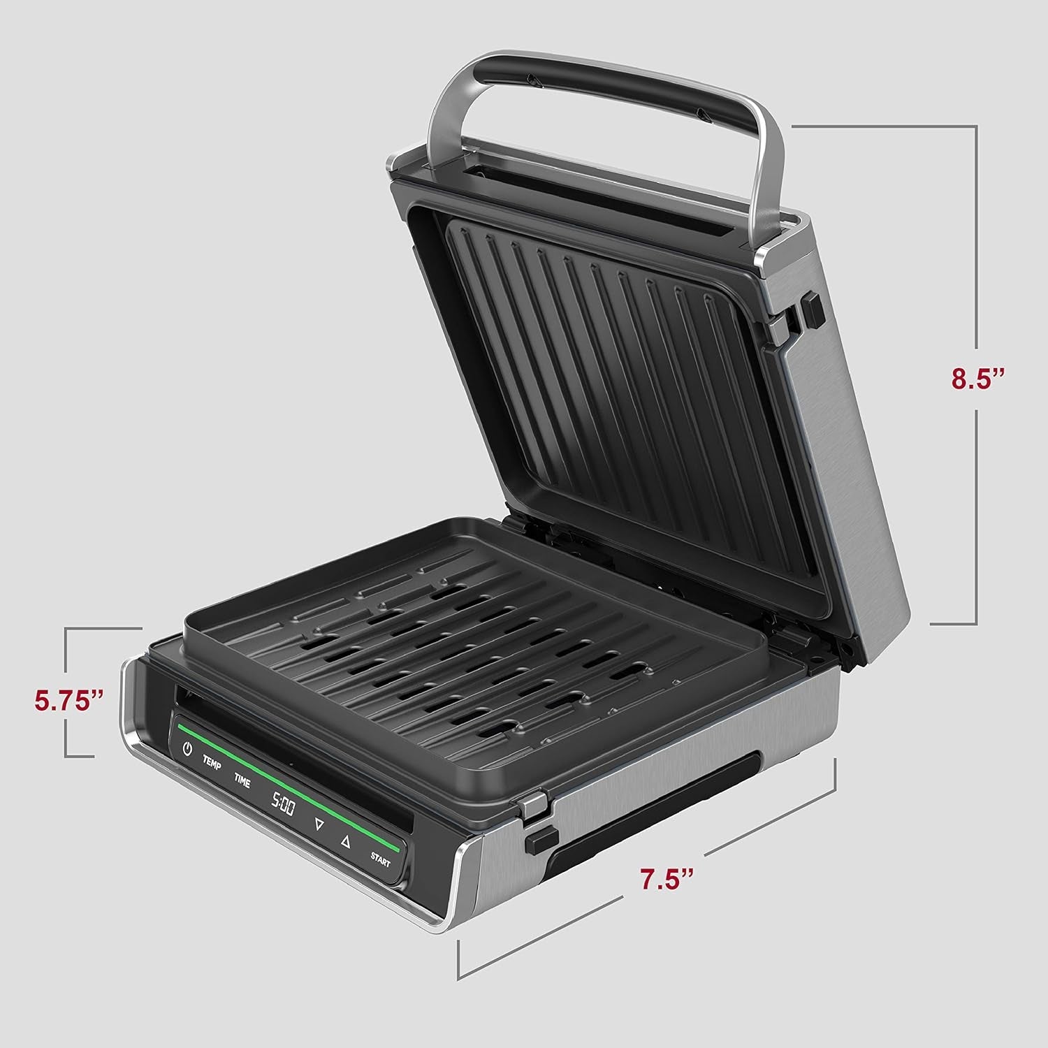 George Foreman Family Size (4-6 Servings). GRD6090B Smokeless-Digital Smart Select. Stainless Steel - Image 8