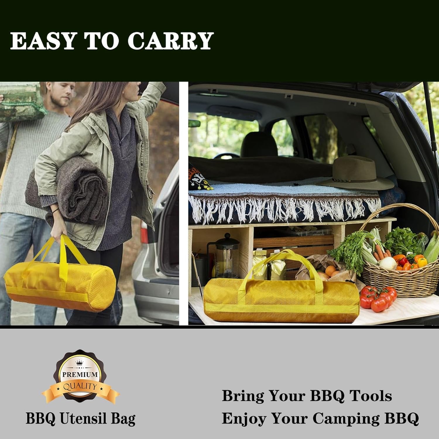 Rilltowpe BBQ Tool Storage Bag .Grill Accessory Storage .Bbq Tool Storage .Thickened Waterproof BBQ Tool Bag (Yellow) .Gifts for Men. Dad. Husband. - Image 3