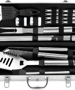20Pc Heavy Duty BBQ Grill Tool Set in Case - the Very Best Grill Gift on Birthday Wedding - Professional BBQ Accessories Set for Outdoor Cooking Camping Grilling Smoking