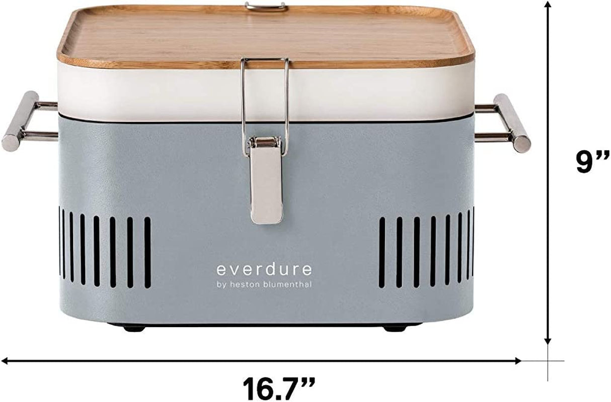 CUBE Portable Charcoal Grill. Tabletop BBQ. Perfect Tailgate. Beach. Patio. or Camping Grill. Lightweight & Compact Small Grill with Preparation Board & Food Storage Tray. Stone - Image 9
