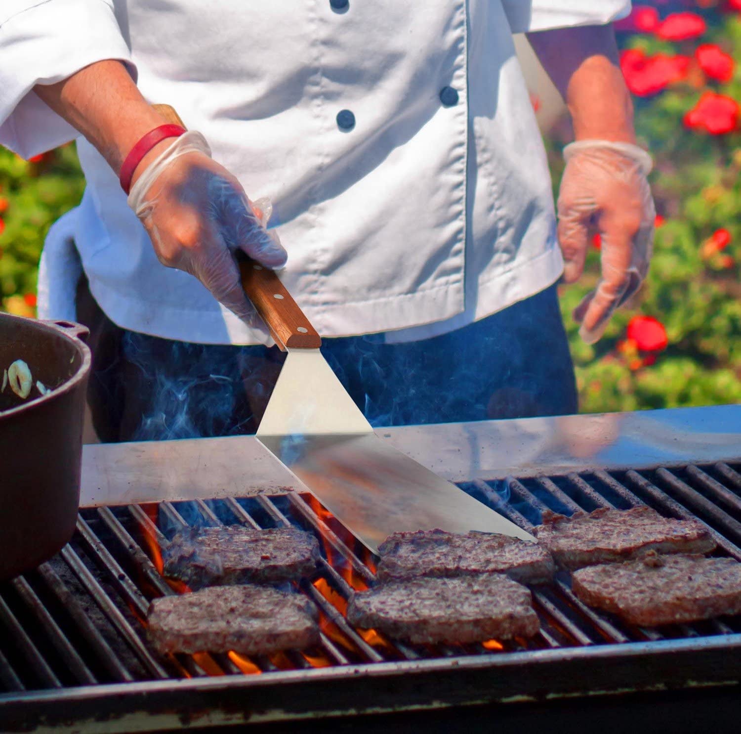 8 Extra-Large Sturdy Stainless Steel Spatula with Strong Wooden Handle – Professional Food Flipper Scraper for Grilling. Cooking. Baking for Your Home Kitchen and Restaurants - Image 5