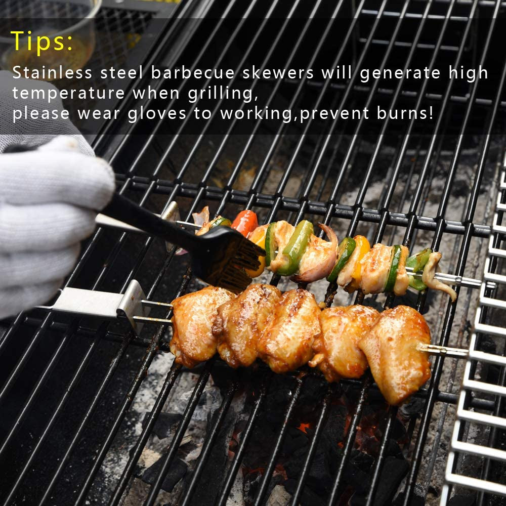 Barbecue Skewers. CMYK 6-Pack 13 Stainless Steel Grilling Skewers with Slider. Reusable Metal BBQ Shish Kabob Skewers Sticks - Image 9