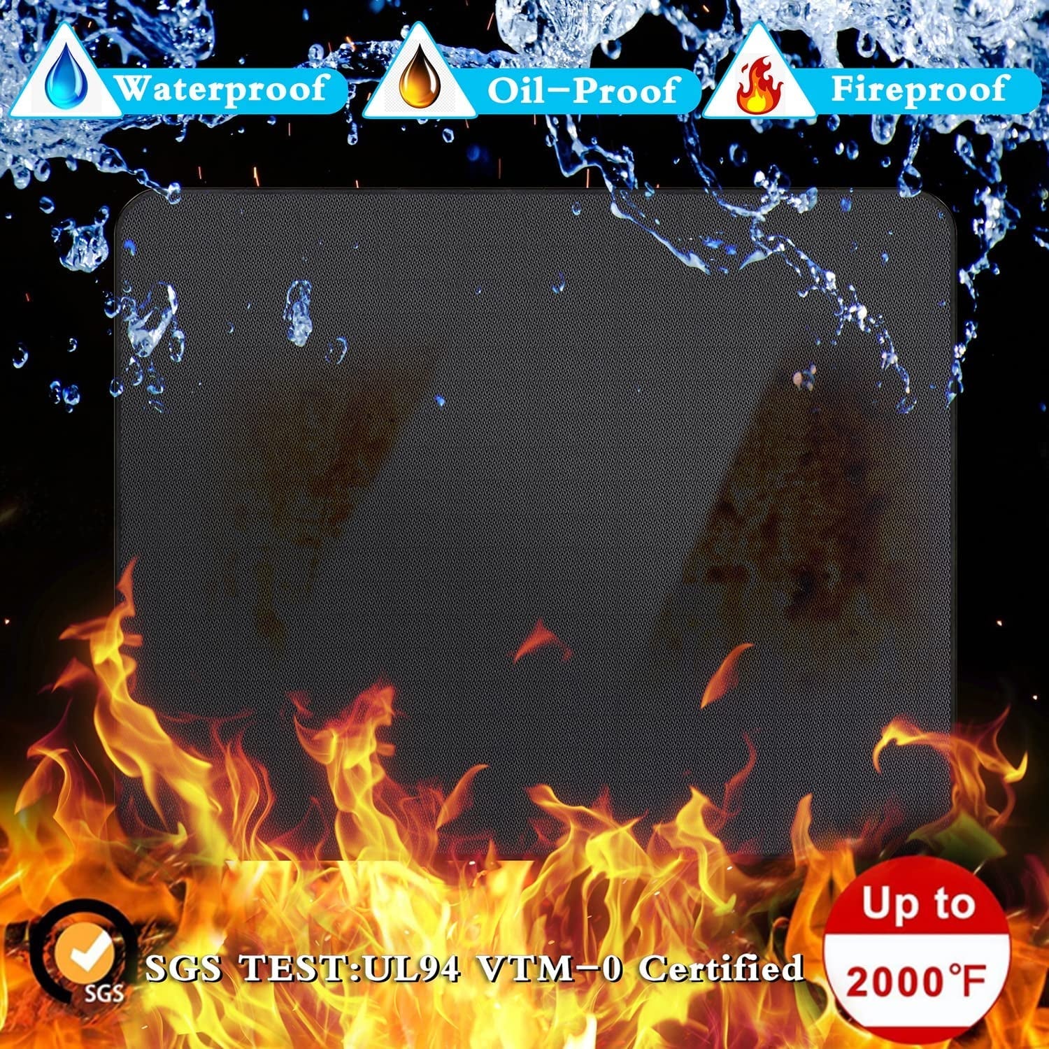 Thickened 48X36 Inches under Grill Mat for Outdoor Grill.Double-Sided Fireproof Grill Pad for Fire Pit.Indoor Fireplace Mat Fire Pit Mat.Oil-Proof Waterproof BBQ Protector for Deck and Patio - Image 3
