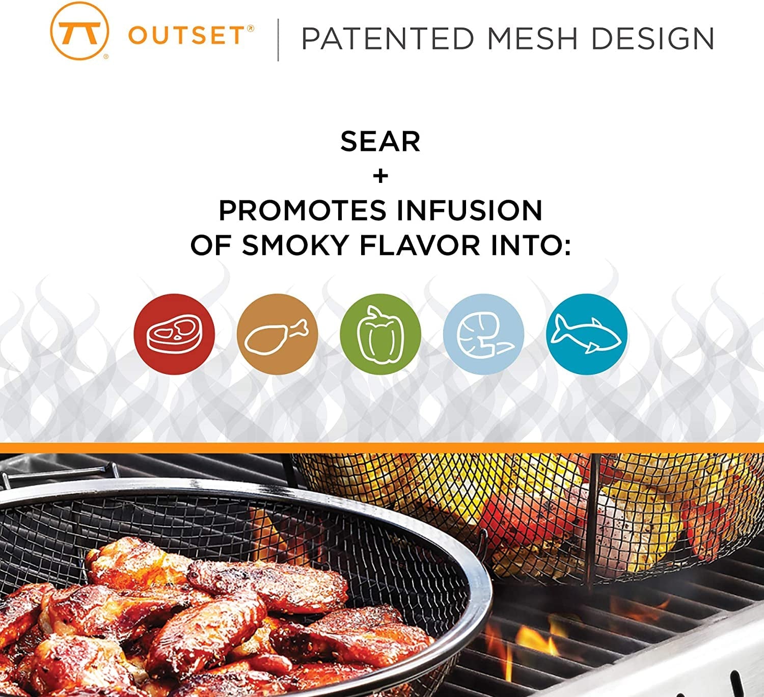 Outset 76182 Chef'S Jumbo Outdoor Grill Basket and Skillet with Removable Handles - Image 3