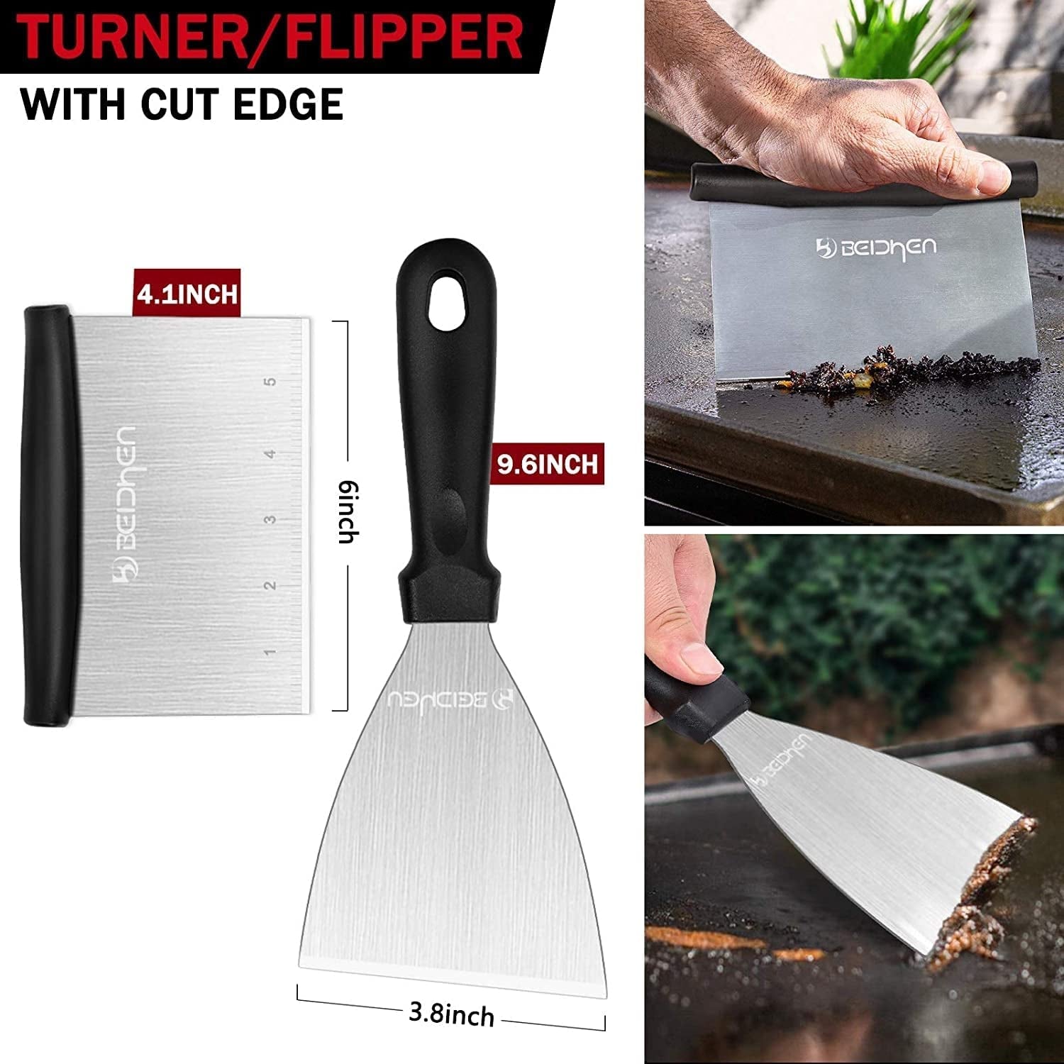 Griddle Accessories Kit. 14 Pcs Stainless Steel Griddle Grill Tools Set Blackstone and Camp Chef. Professional Grill Spatula Set for Men Women Outdoor BBQ and Camping - Image 6