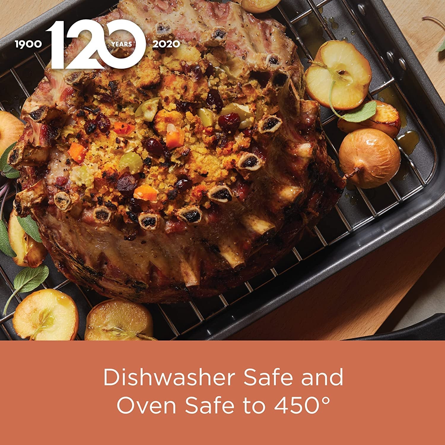 Farberware Bakeware Nonstick Steel Roaster with Flat Rack. 11-Inch X 15-Inch. Gray - Image 7