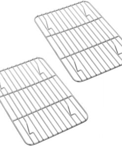 P&P CHEF Baking Rack Pack of 2. Stainless Cooling Rack for Cooking Baking Roasting Grilling Drying. Rectangle 8.6'' X 6.2'' X0.6''. Fits Small Toaster Oven. Oven & Dishwasher Safe