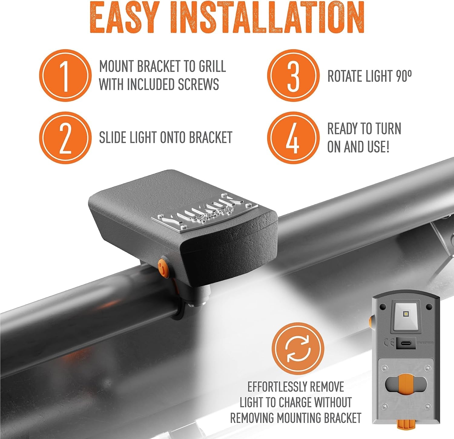 ™ Bright BBQ LED Grill Handle Light. Patent Pending Rechargeable LED Light Fits Most Outdoor Grills. Water + Heat Resistant. Perfect BBQ Grill Gift. BBQ Gift. Perfect for Blackstone & Weber - Image 2