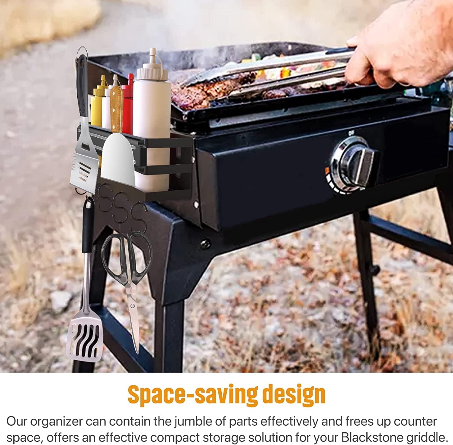 Stainless Steel Griddle Caddy with Magnetic BBQ Utensils Strip for 28/36 Blackstone Griddles. with a Allen Key. Space Saving BBQ Accessories Storage Box. Free from Drill Hole&Easy to Install - Image 2