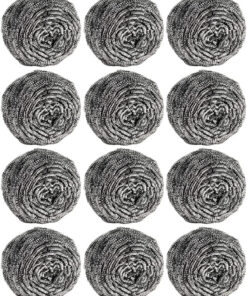 12Pcs Scourer Steel Wool Scrubber - Steel Wool for Cleaning Dishes Pans Pots Ovens Grills Stainless Steel Scrubber for Kitchen Sinks Cleaning Steel Wool Pads Metal Scrubber 12 Pack