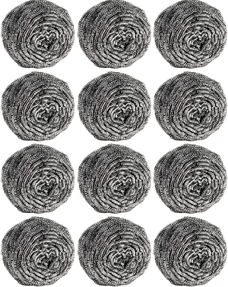 12Pcs Scourer Steel Wool Scrubber - Steel Wool for Cleaning Dishes Pans Pots Ovens Grills Stainless Steel Scrubber for Kitchen Sinks Cleaning Steel Wool Pads Metal Scrubber 12 Pack