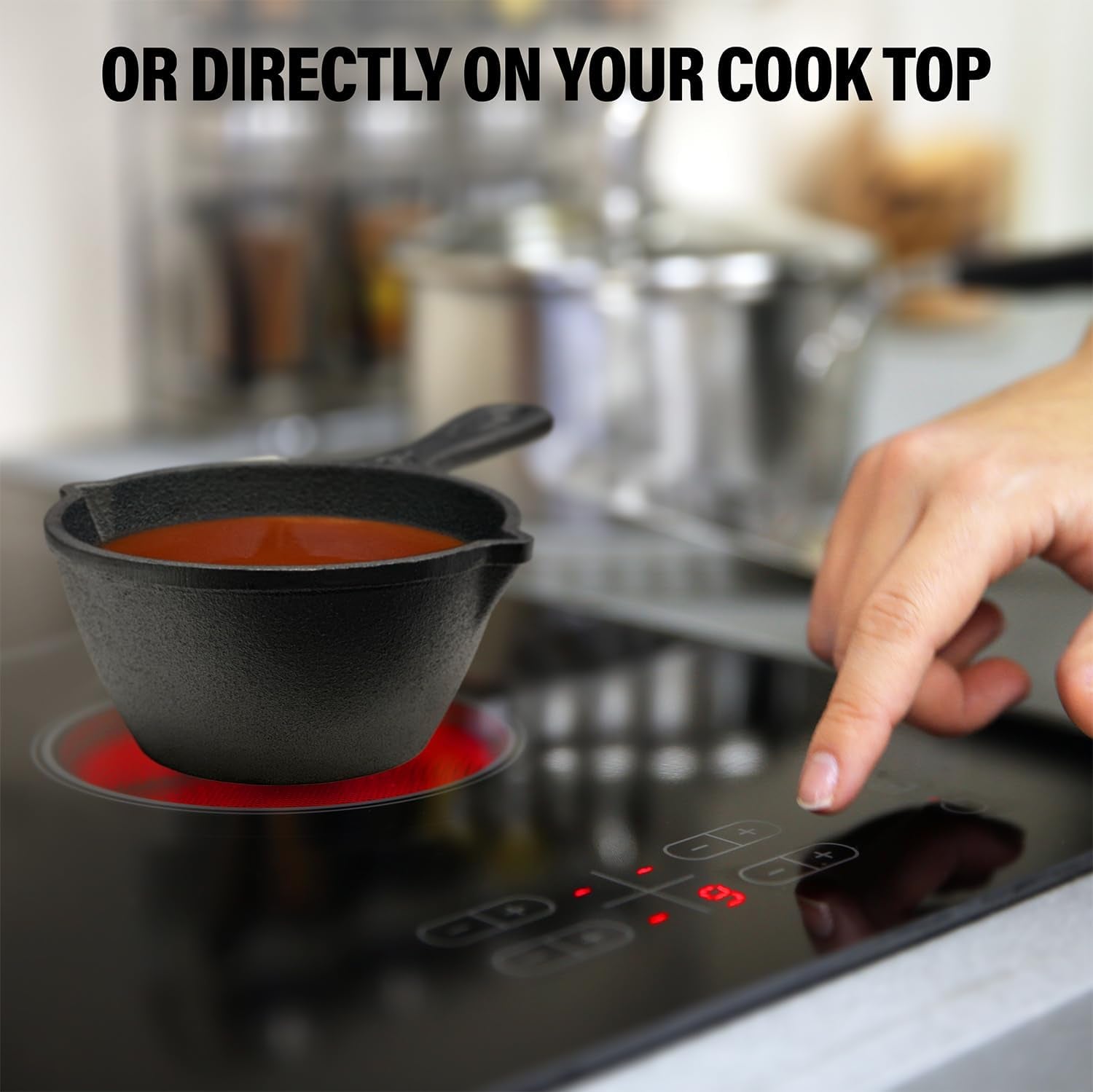 Small Cast Iron Basting Pot (15 oz) with Silicone BBQ Brush – Saucepan for Grilling. Smoking & Butter Melting - Image 5