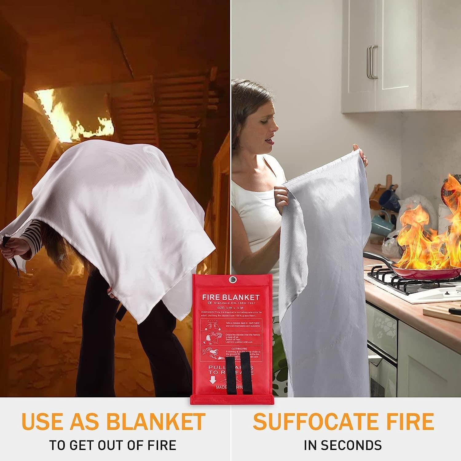 Emergency Fire Blankets for Home Kitchen - Mondoshop Fiberglass Fireproof Blankets for Camping. Picnic. Fireplace. School. Grill. Car. Office. Warehouse - Image 3