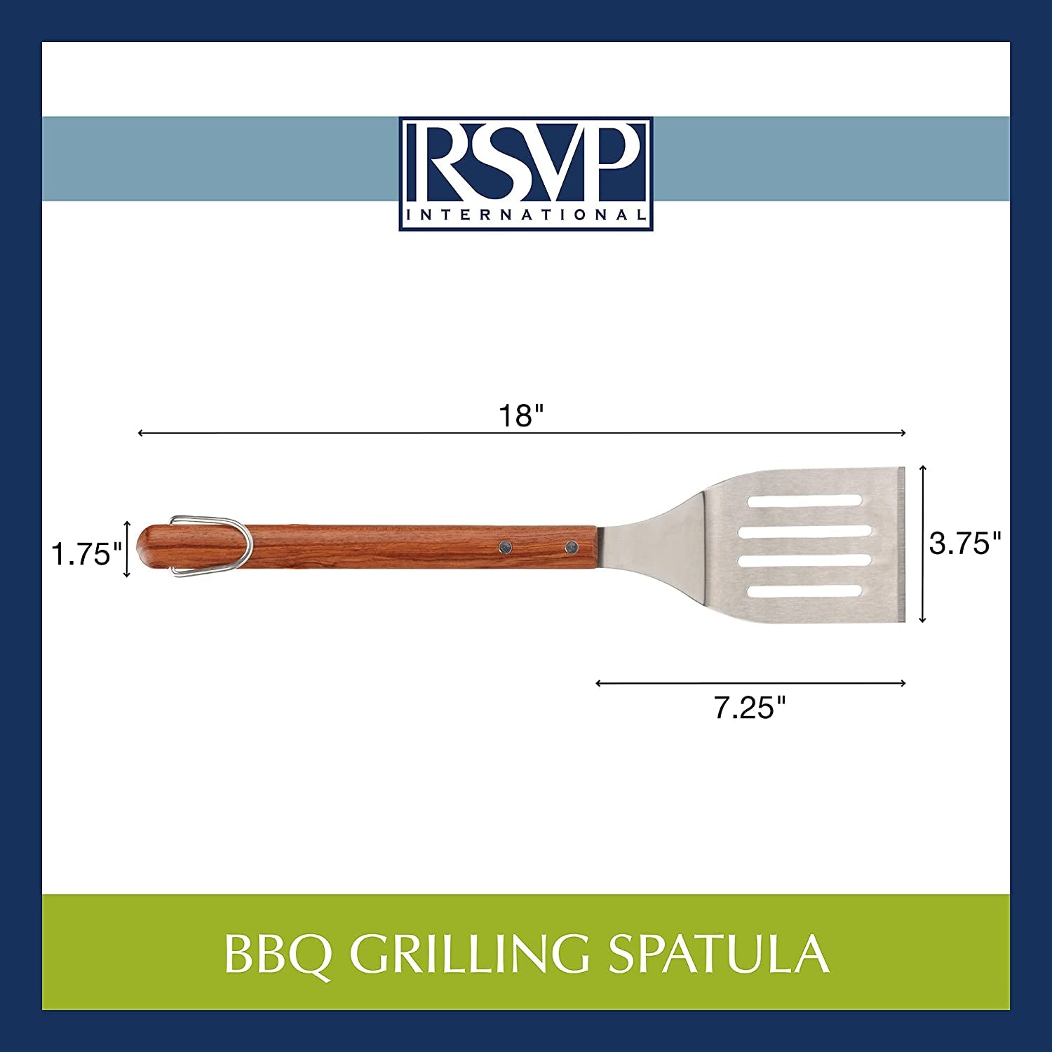 RSVP International Endurance BBQ Grill Spatula Flipper. 18 | Flip Burgers & Other Food W/ Long Handle That Keeps Hands Safe from Fire | Made from Stainless Steel & Rosewood - Image 4