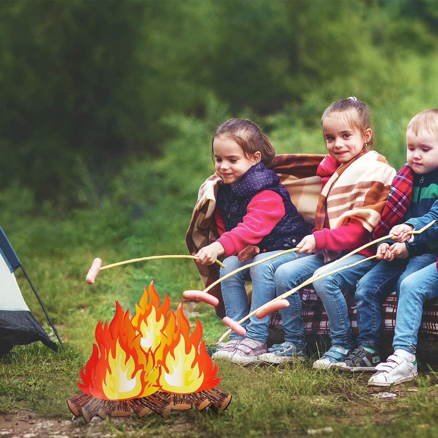 12 Inch Tall Artificial Fire Fake Flame Paper 3D Decorative Cardboard Campfire Centerpiece Flame Torch for Campfire Party Decorations (2) - Image 6