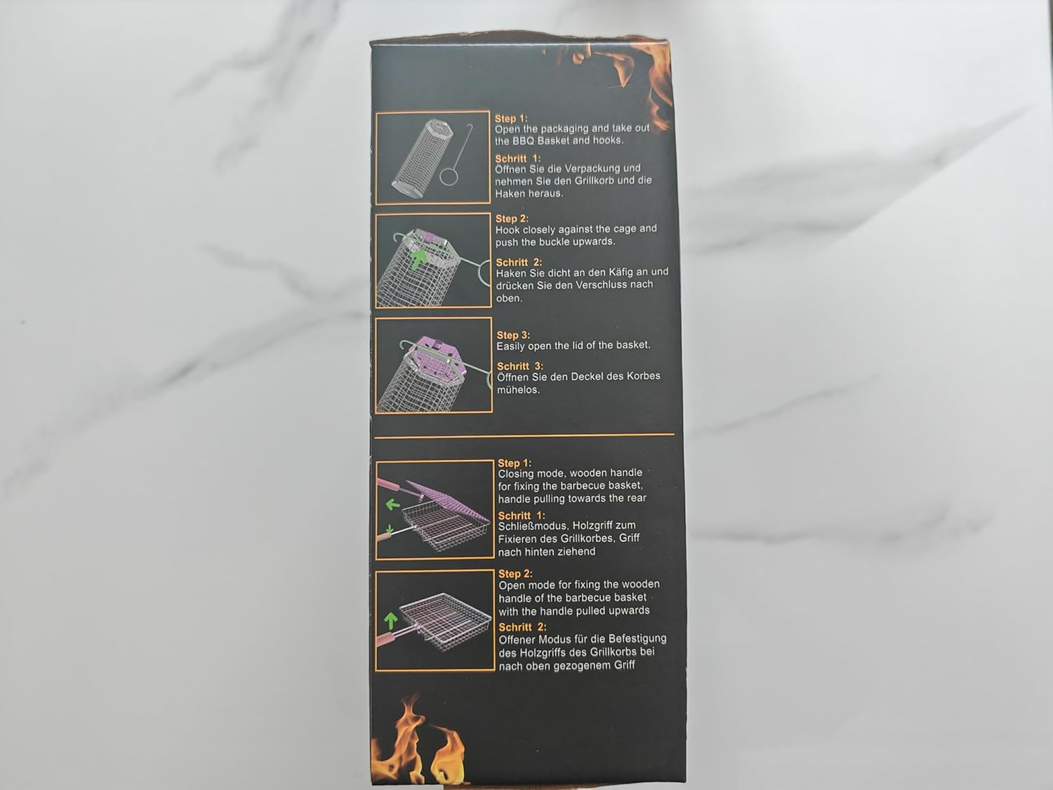 Grill Basket Set(Rectangular+Hexagon). Removable Wooden Handle. 304 Stainless Steel. Rolling Grilling Net. BBQ Accessories Tools for Vegetables Shrimp. Outdoor Cooking Camping. Birthday Gifts for Men Dad Husband - Image 8