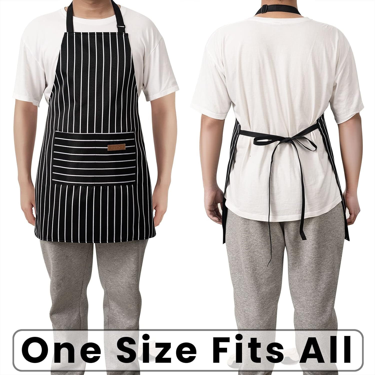 2 Pack Adjustable Bib Apron with 2 Pockets Chef Cooking Kitchen Restaurant Aprons for Women Men - Image 6