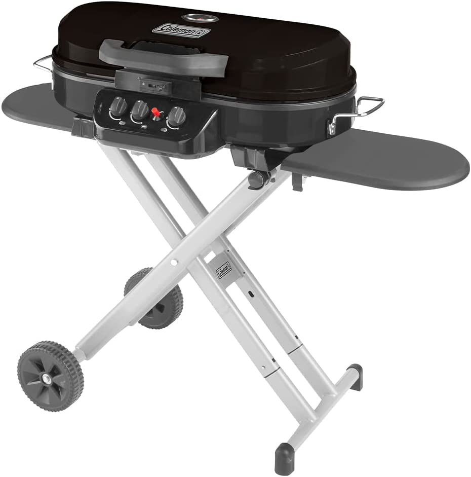 Roadtrip 285 Portable Stand-Up Propane Grill. Gas Grill with 3 Adjustable Burners & Instastart Push-Button Ignition; Great for Camping. Tailgating. BBQ. Parties. Backyard. Patio & More