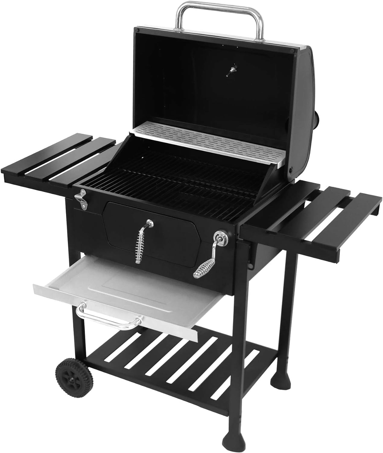 CD1824EN 24 Charcoal Grill Outdoor Smoker with Side Tables Backyard Griller Party BBQ Picnic Patio Cooking. Black - Image 10