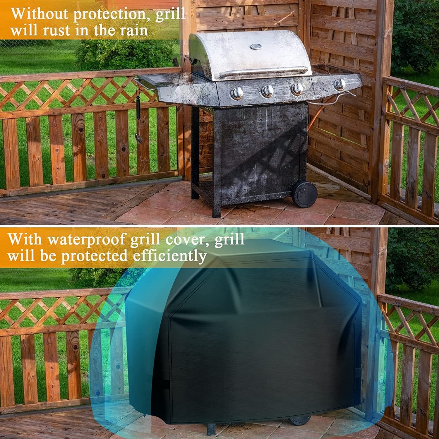 Aoretic Grill Cover. 58Inch BBQ Gas Grill Cover. Waterproof.Anti-Uv Material with Hook-And-Loop and Adjustable Rope for Weber Char-Broil Monument. Brinkmann Dyna-Glo Nexgrill Megamaster MASTERCOOK - Image 5