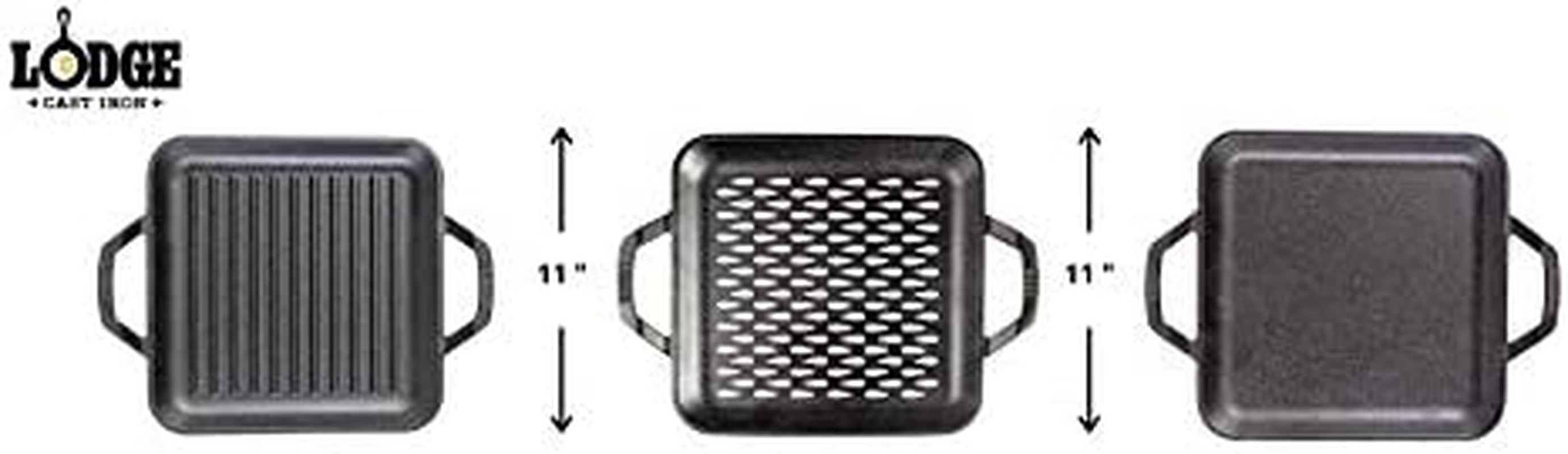 Chef Collection - 11 Inch Cast Iron Chef Style Square Grill Pan - Image 3