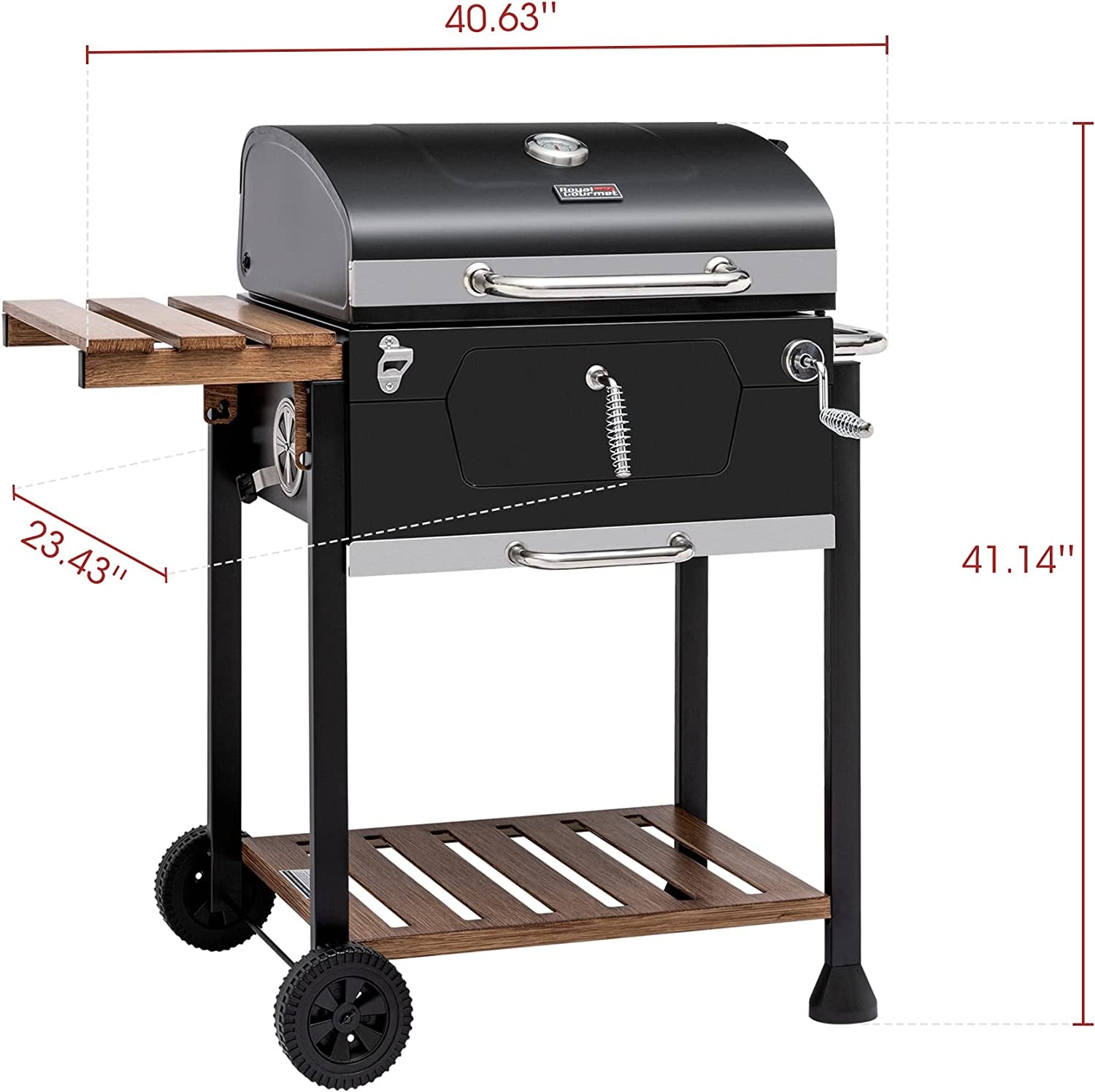 CD1824M 24-Inch Charcoal Grill. BBQ Smoker with Handle and Folding Table. Perfect for Outdoor Patio. Garden and Backyard Grilling. Black. Medium - Image 3