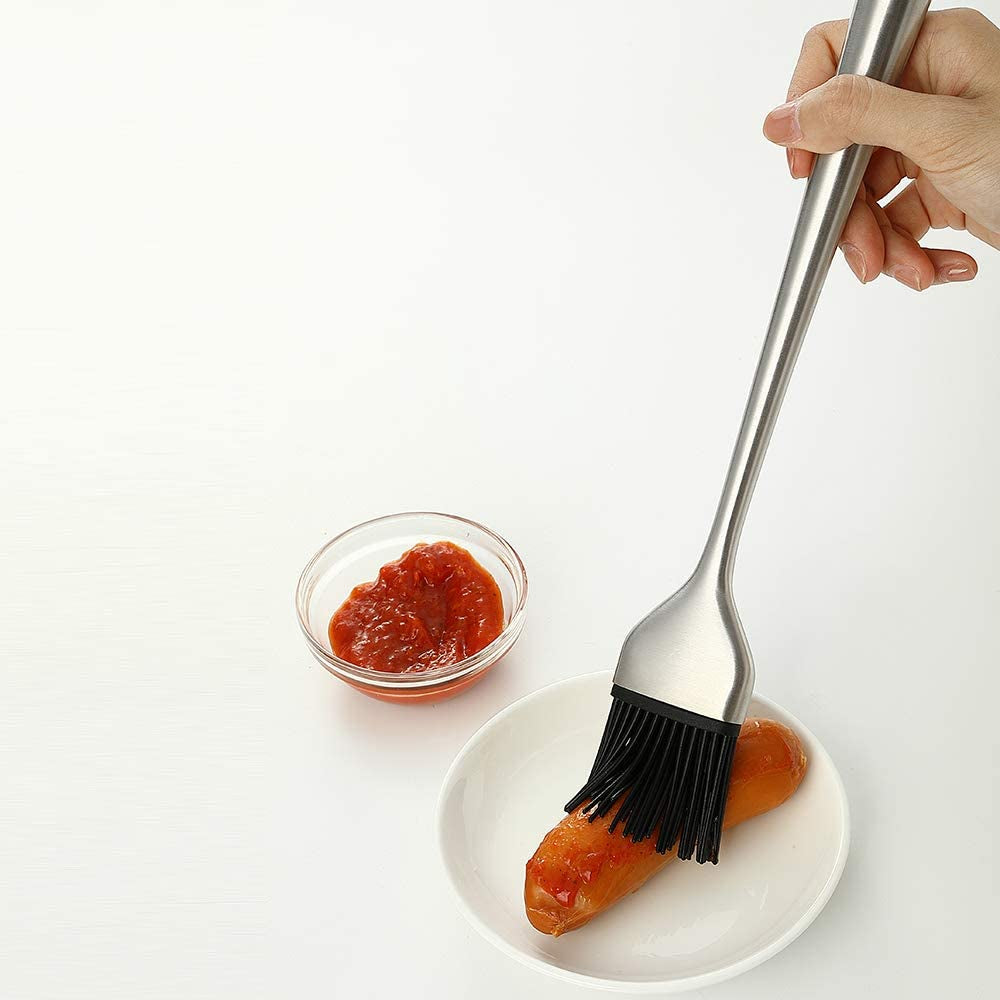 JXS Silicone Sauce Basting Brush. 12 Inch Sturdy BBQ Basting Brush with Stainless Steel Handles - Image 3