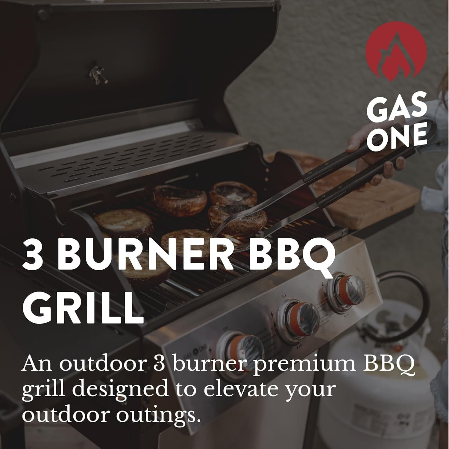 Gasone GP-1030S One 3 Burner Stainless Steel– Outdoor Cabinet Style with Wheels-High-Temperature Paint Coating Gas BBQ Grill – Elegant and Luxurious Design. Black - Image 2