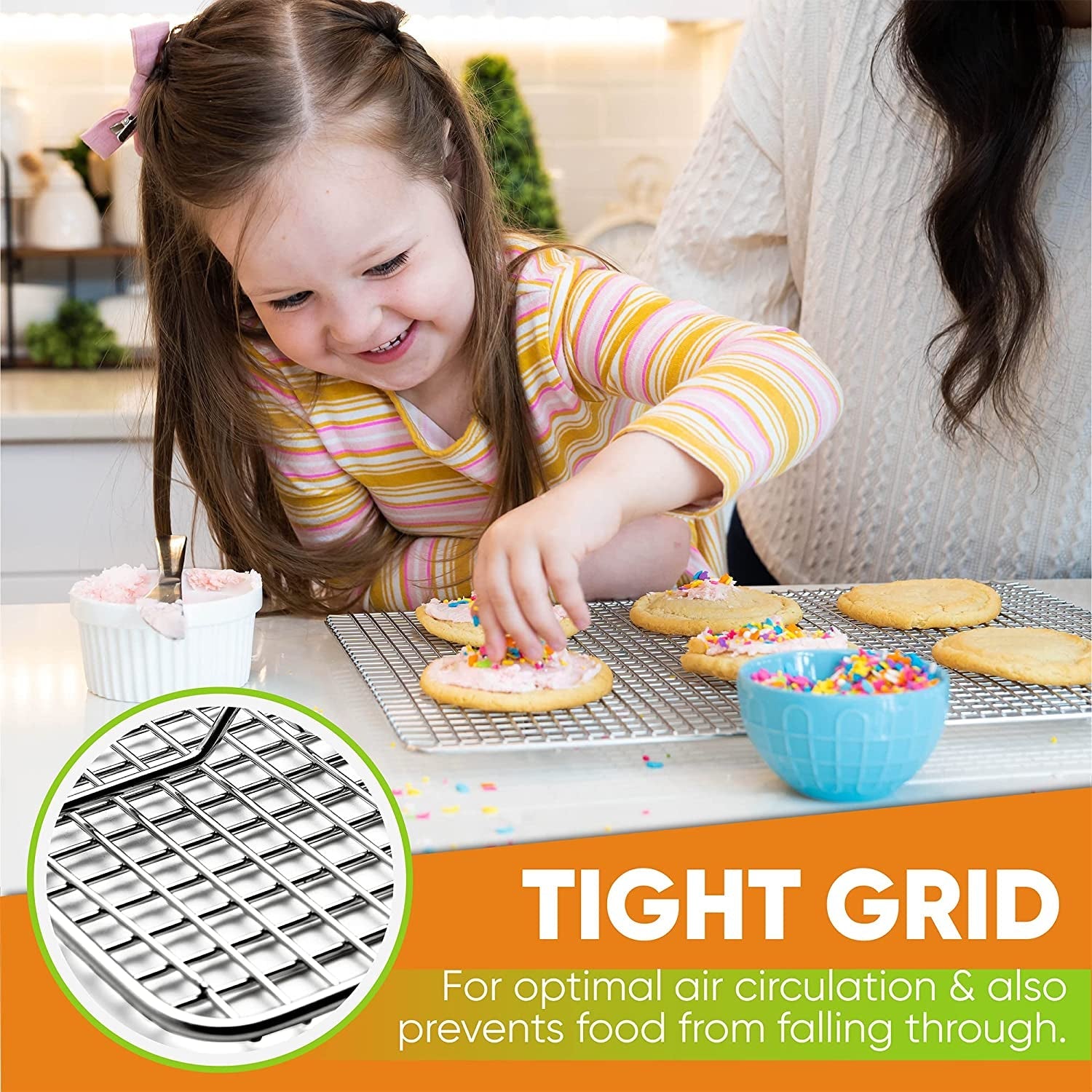 Spring Chef Cooling Rack & Baking Rack - 100% Stainless Steel Cookie Cooling Racks. Wire Rack for Baking. 11.8 X 17 Fits Half Sheet Roasting Pan for Bacon. BBQ - Cooling Racks for Cooking and Baking - Image 6