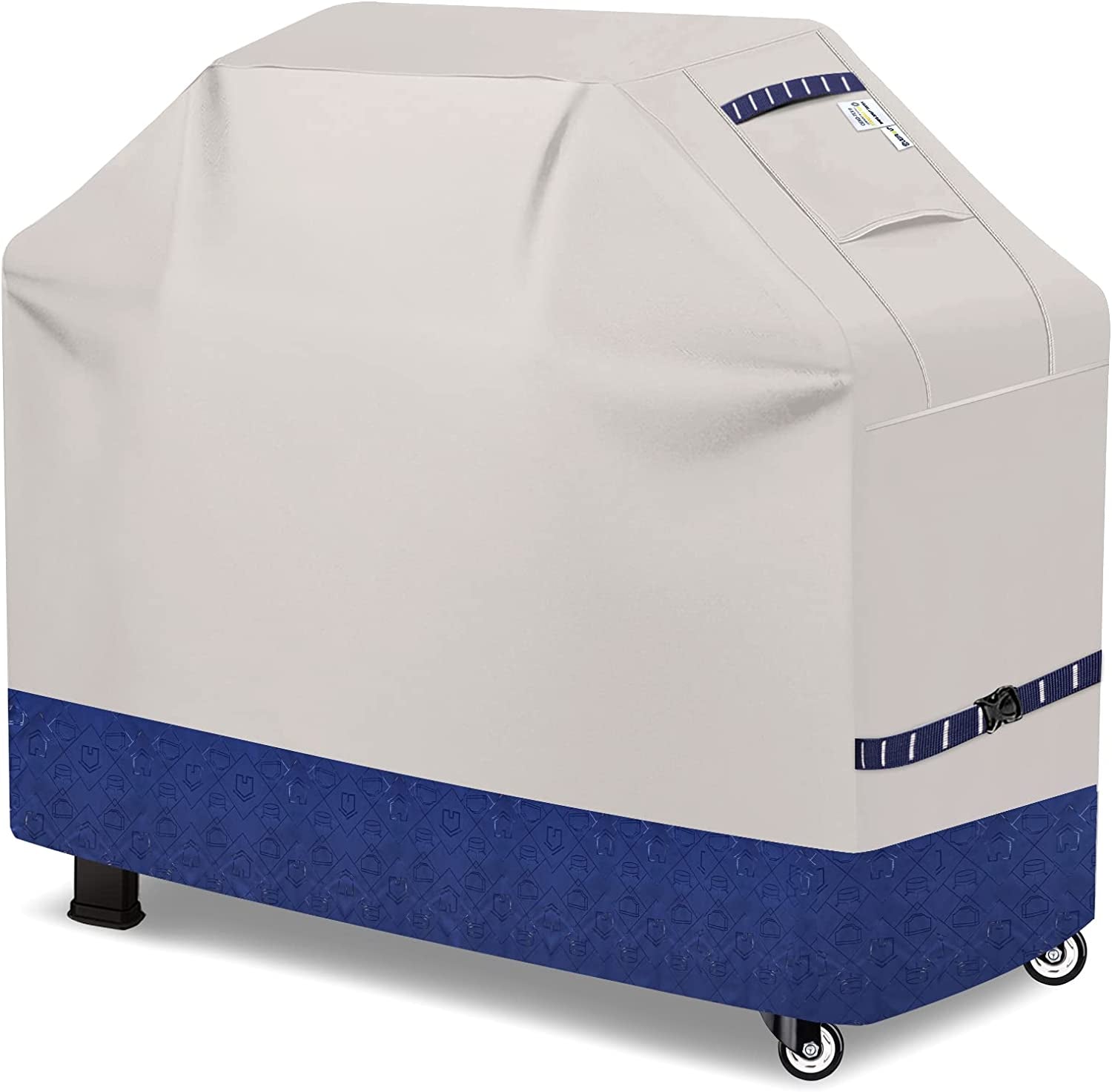 Grill Cover BBQ Grill Cover 600D Waterproof Heavy Duty Gas Grill Cover. UV & Dust & Rip-Proof. Barbecue Grill Covers for Weber. Brinkmann. Char Broil Grills (64 L X 26 W X 48 H Fog/Navy)