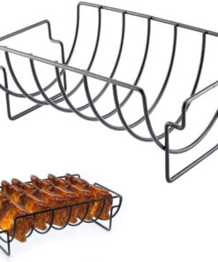 KUNANG BBQ Rib Racks for Smoking.Turkey Roasting Rack Roast Rack Dual Purpose Fit for Smoker.Oven and Grill