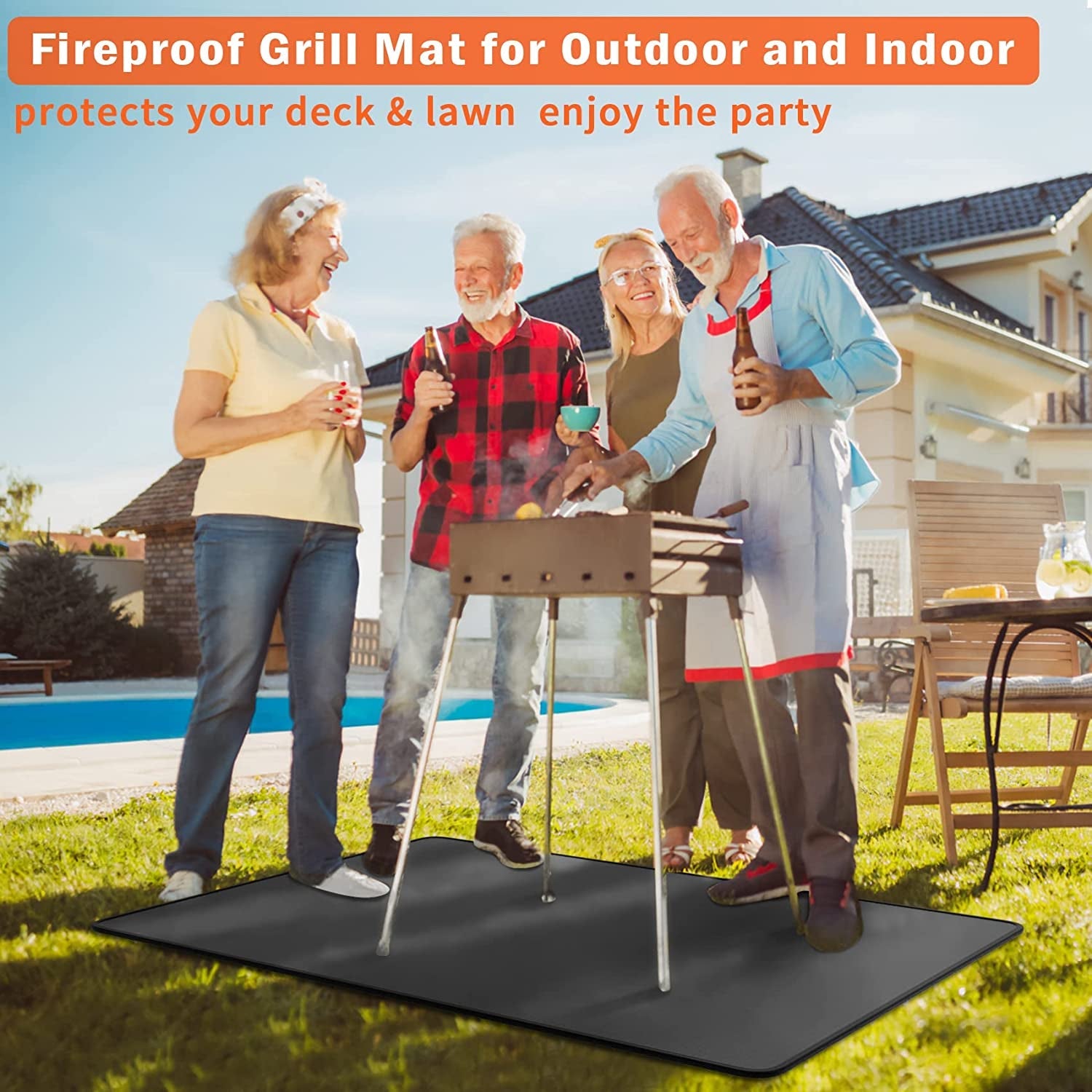 48 * 30 under Grill Mats for Outdoor Grill Deck Protector. Double-Sided Fireproof Deck and Patio Protective Mat. BBQ Mat for under BBQ. Oil-Proof Mat for Gas Grills. Waterproof Grill Floor Pads - Image 3