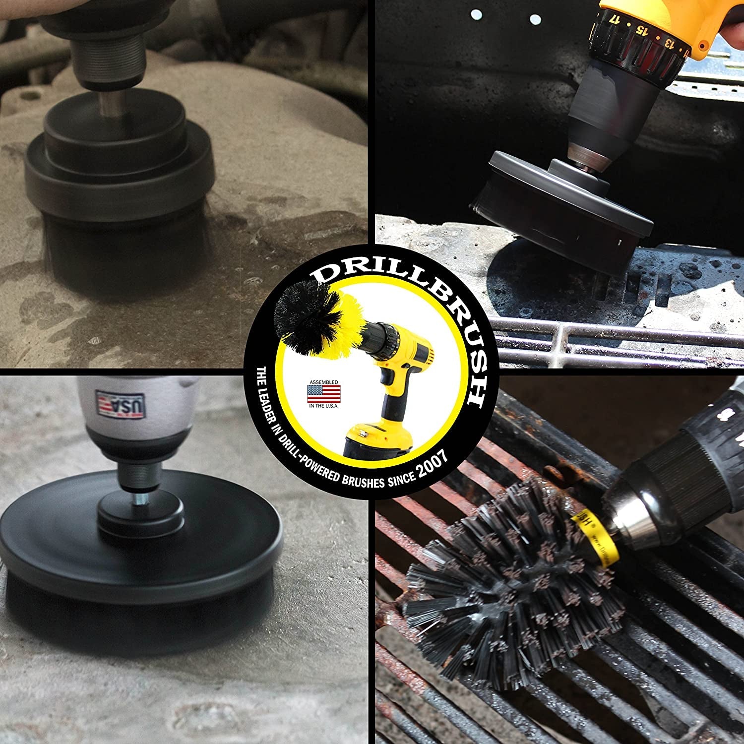 BBQ Grill Cleaning Ultra Stiff Drill Powered Cleaning Brushes 4 Piece Kit Replaces Wire Brushes for Rust Removal. Loose Paint. De-Scaling. Graffiti Removal on Stone. Brick. and Masonry. - Image 2