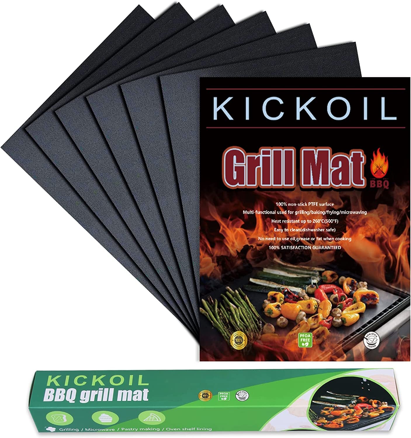 Grill Mats for Outdoor Grill Set of 6 BBQ Grill Mat Non-Stick Reusable Heavy Duty Grilling Mats Teflon Grill Sheets Grill Tools BBQ Accessories for Charcoal Grill Gas Electric Smokers Barbecue Camping
