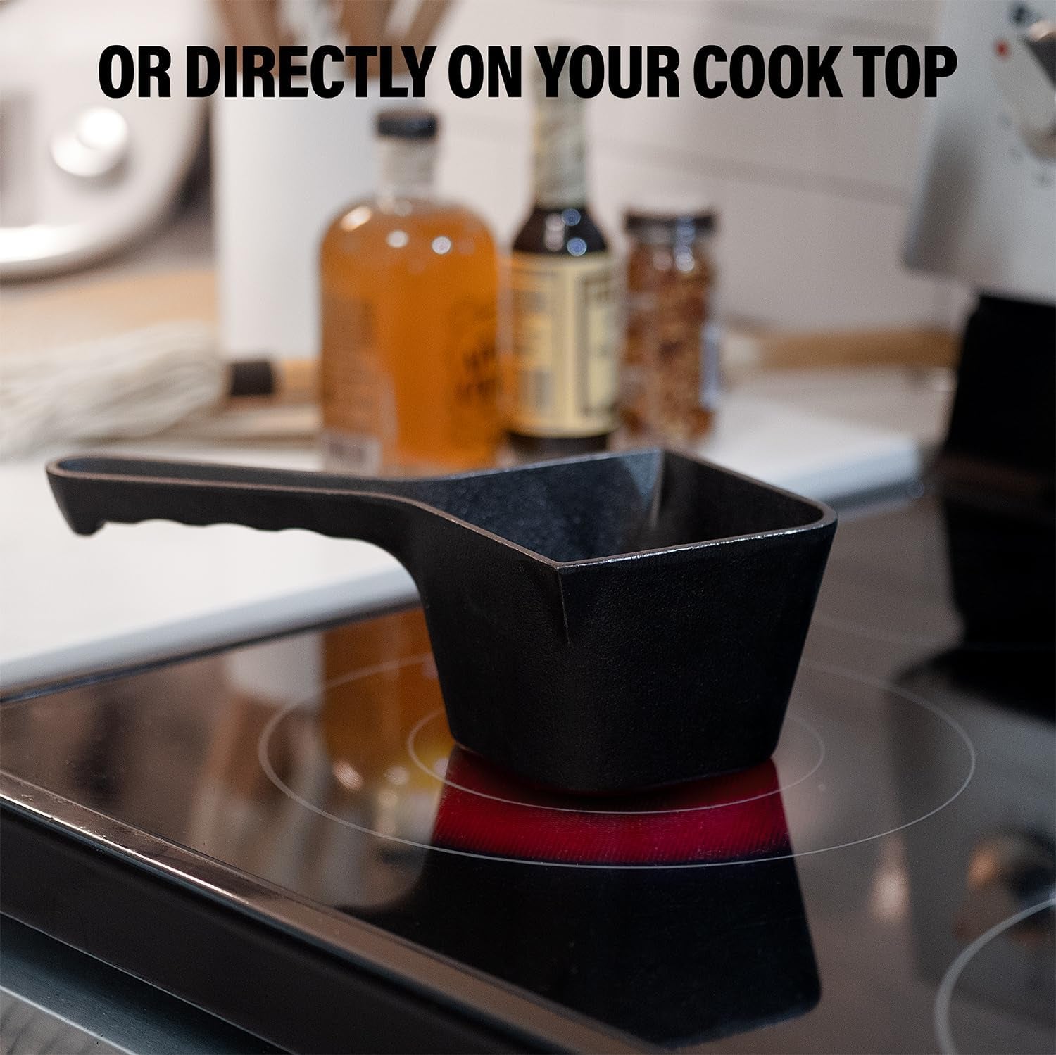 Cast Iron Basting Pot and BBQ Mop Brush - BBQ Basting Set with Saucepan and Brush for Meat Smoker. Grill and Stove - BBQ Meat Smoker Accessories Gift for Men. 24 Oz - Image 5