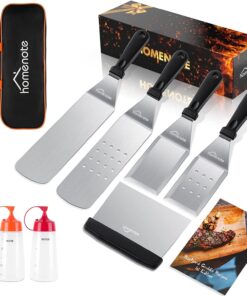 Homenote Griddle Accessories Kit. Exclusive Griddle Tools Spatulas Set for Blackstone - 8 Pcs Commercial Grade Flat Top Grill Accessories - Great for Outdoor BBQ. Teppanyaki and Camping