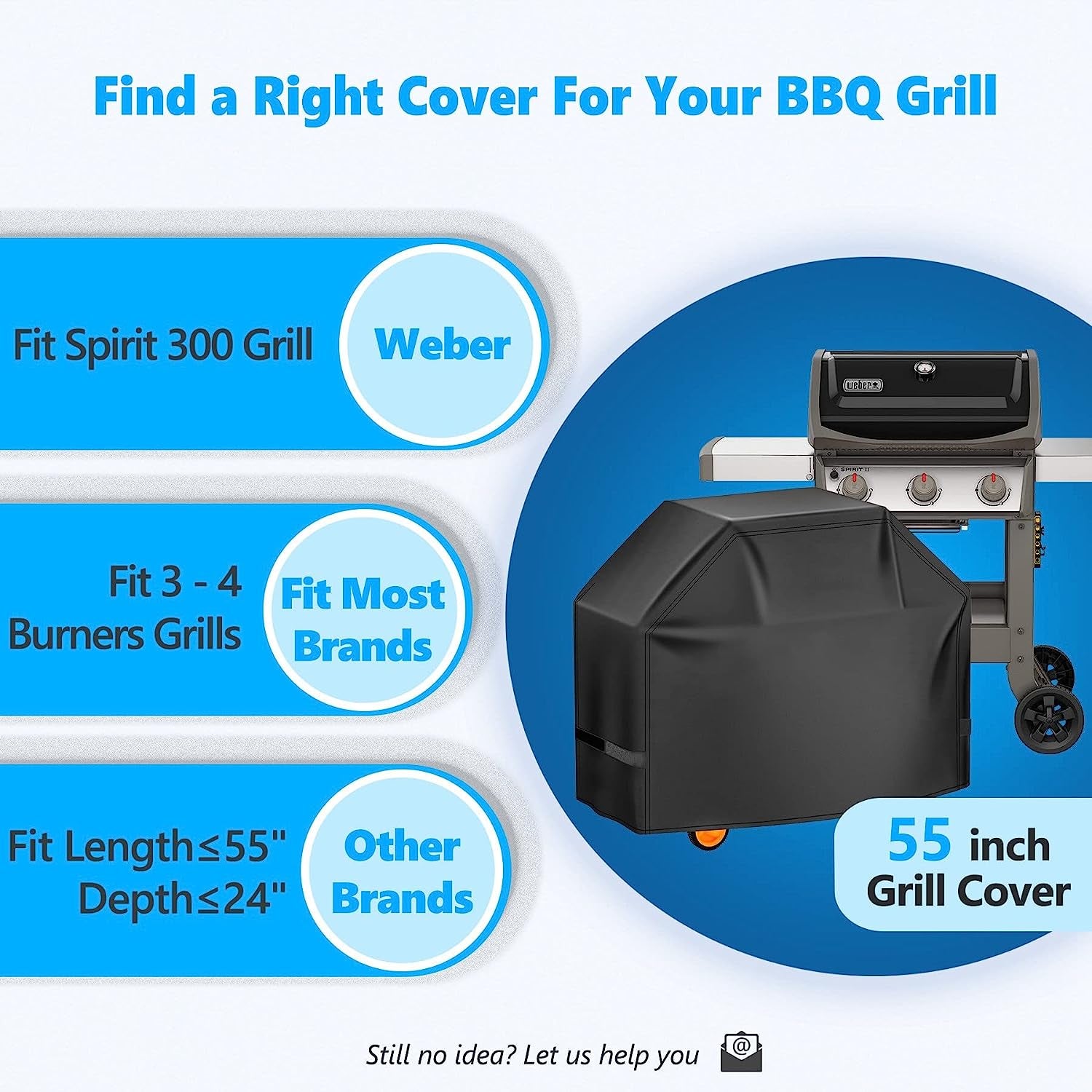 Homwanna Grill Cover 55 Inch - Superior Gas Grill Cover for Outdoor Grill - 600D outside BBQ Covers Waterproof Heavy Duty for Weber. Dyna-Glo. Char-Broil. Nexgrill. Brinkmann. Monument Barbecue Grill - Image 3