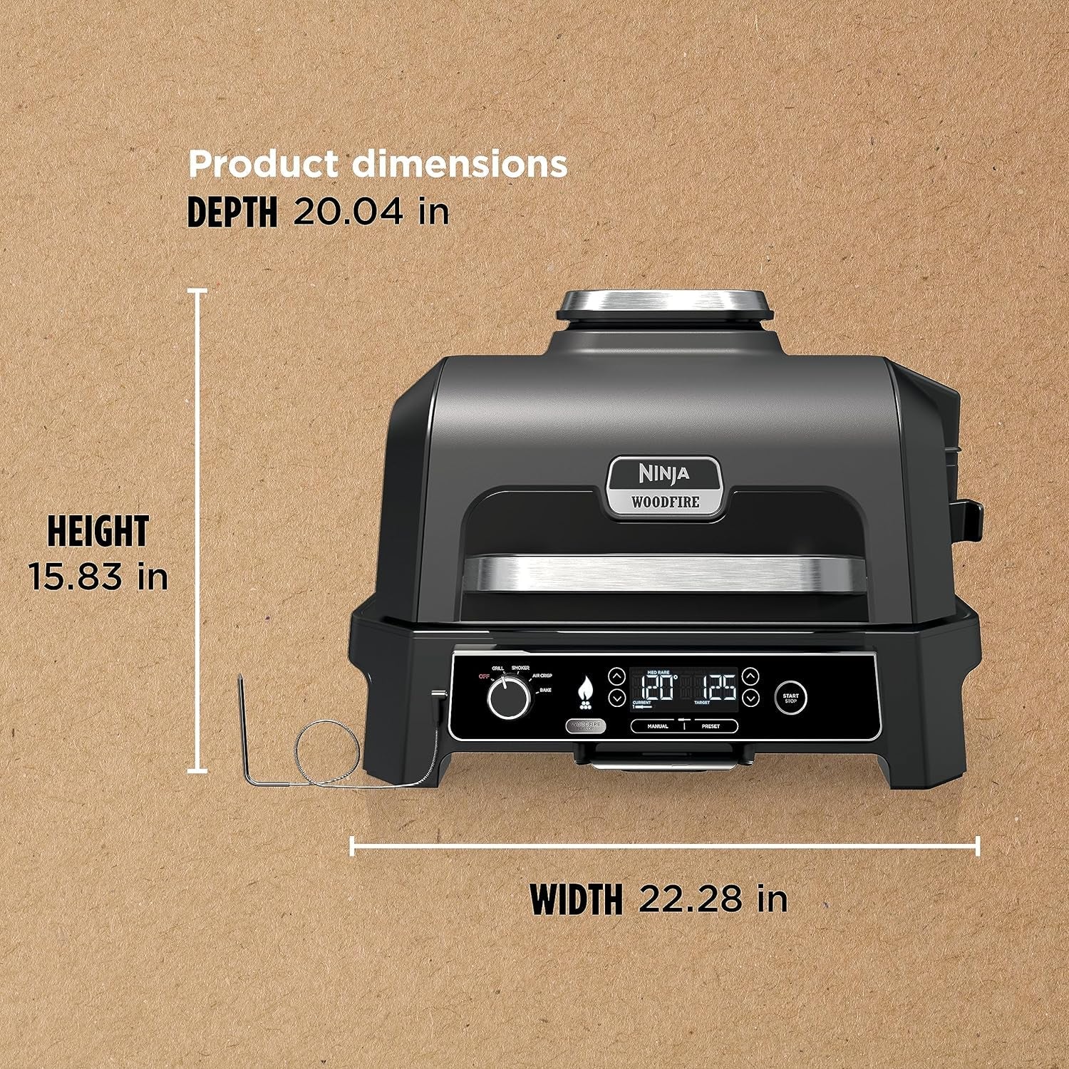 OG850 Woodfire Pro XL Outdoor Grill & Smoker with Built-In Thermometer. 4-In-1 Master Grill. BBQ Smoker. Outdoor Air Fryer. Bake. Portable. Electric. Blue - Image 11
