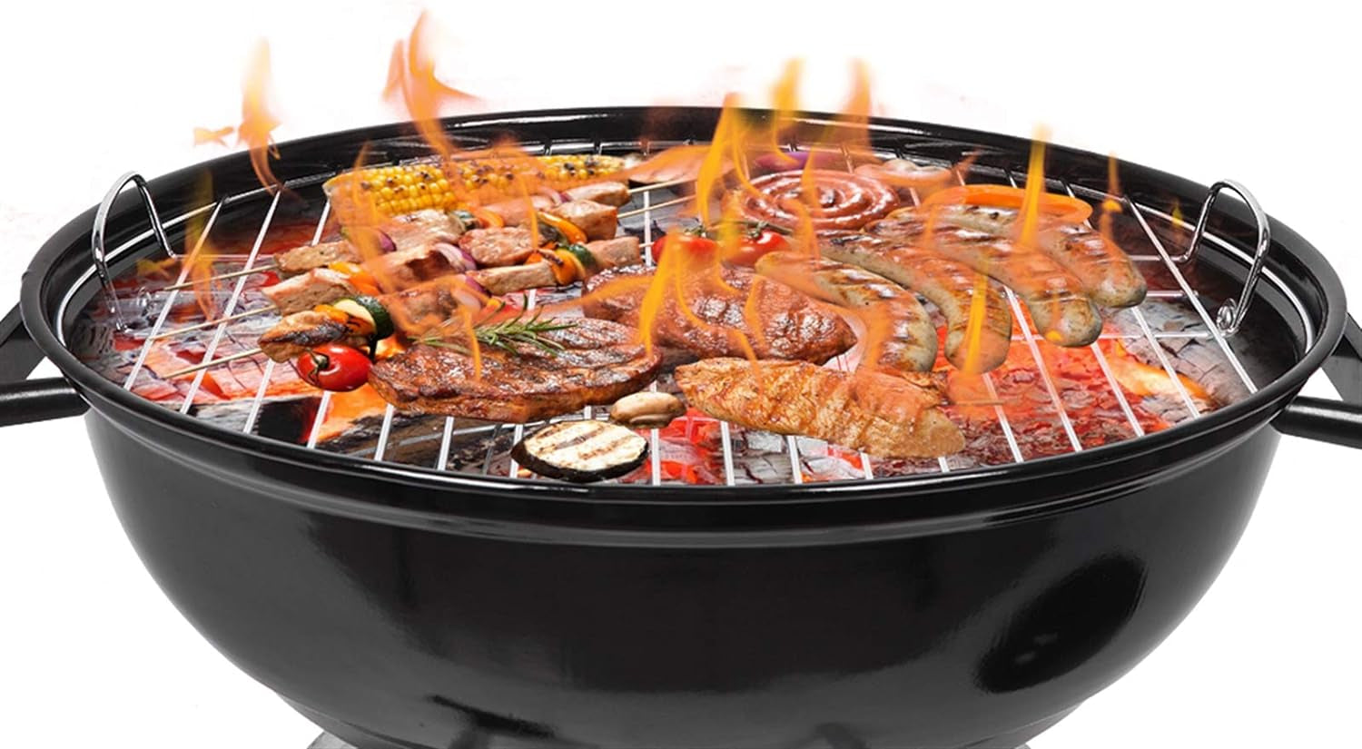 Outvita 18 Inch Portable Charcoal Grill. Stainless Steel BBQ Kettle Charcoal Grill with Wheels and Storage Holder for Camping. Picnic. Barbecue. Party. Outdoor Activities - Image 5