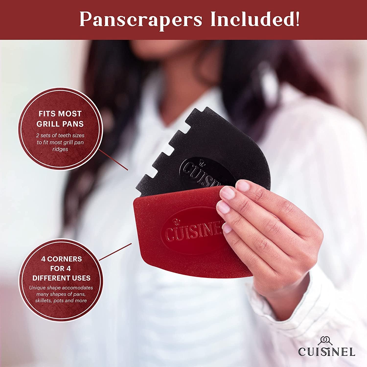 Cast Iron Griddle/Grill + Burger Press + Pan Scrapers - Reversible Pre-Seasoned 16.75 X 9.5-Inch Dual Handle Flat Skillet and Griller Pan + Cleaning Accessories - Indoor/Outdoor Stove Safe - Image 5