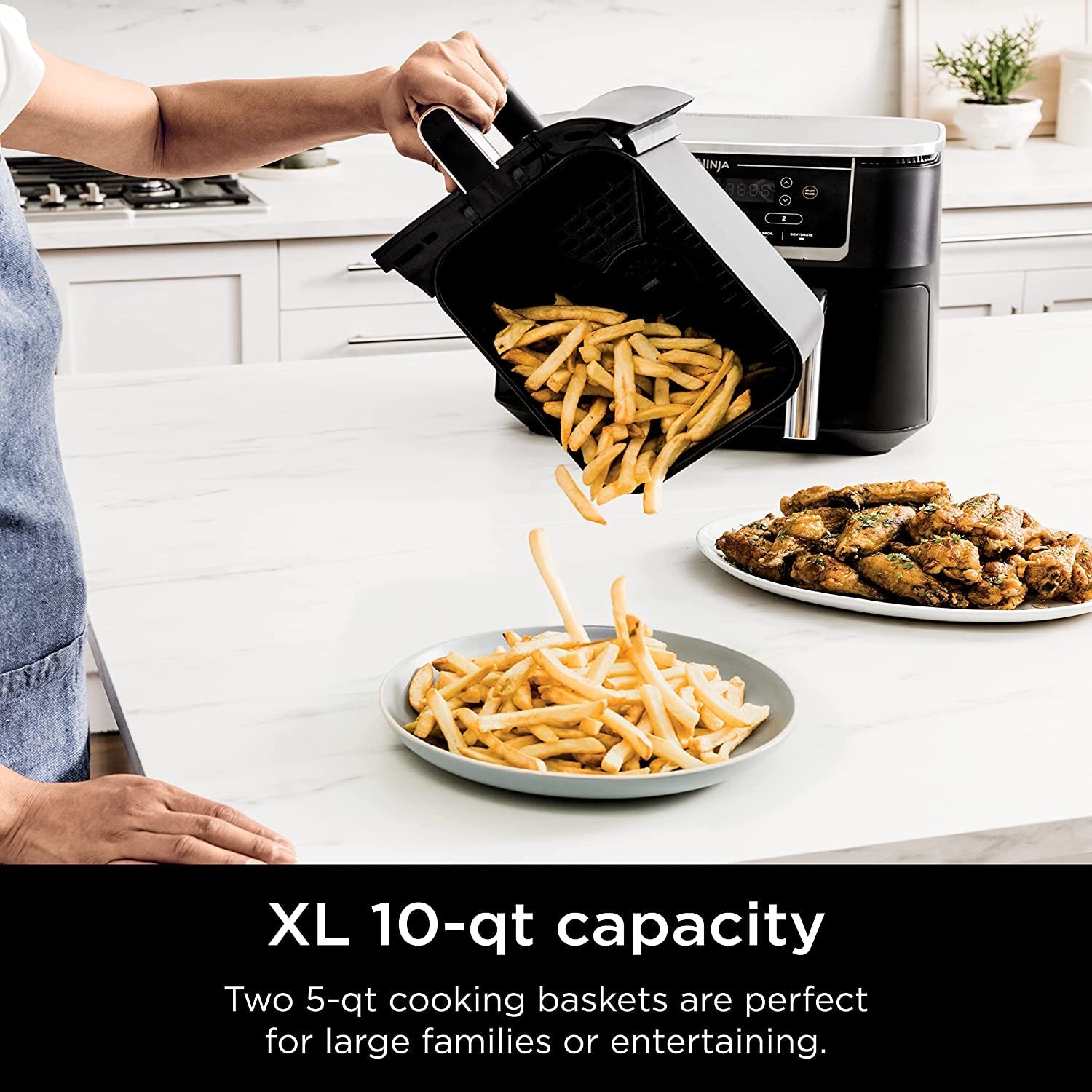 DZ550 Foodi 10 Quart 6-In-1 Dualzone Smart XL Air Fryer with 2 Independent Baskets. Thermometer for Perfect Doneness. Match Cook & Smart Finish to Roast. Dehydrate & More. Grey - Image 4