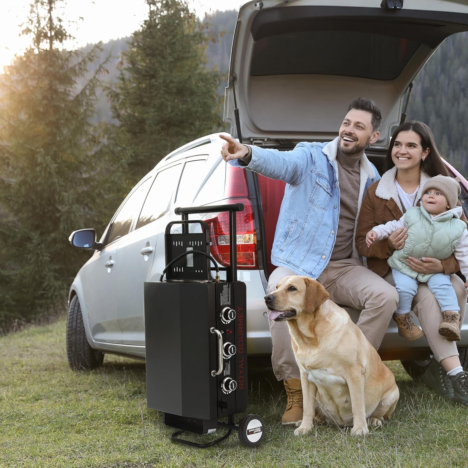 Royal Gourmet PD3001 3-Burner Propane Gas Griddle with Collapsible Stand. 23-Inch Portable Griddle with Side Table & 314 Sq. In. Cooking Area for Camping. Tailgating. Backyard & Patio. Black - Image 2