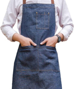 Unisex Adjustable Multi Pocket Denim Apron for Chef Kitchen BBQ and Studio