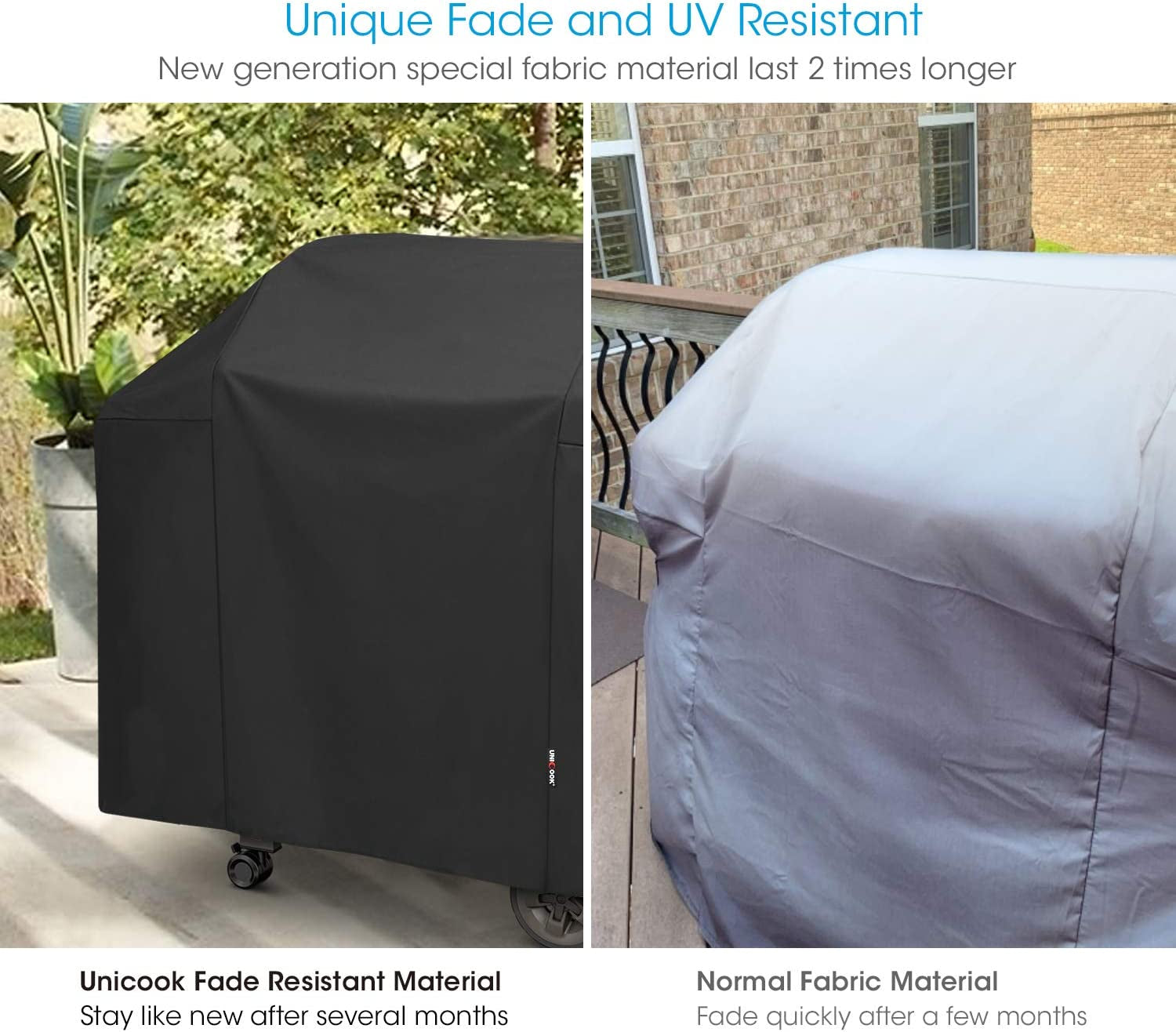 Unicook 58 Inch Grill Cover for Weber Genesis II. Genesis II LX 300 Series and Genesis 300 Series Gas Grills. Heavy Duty Waterproof Barbecue Cover. Fade Resistant BBQ Cover. Compared to Weber 7130 - Image 3
