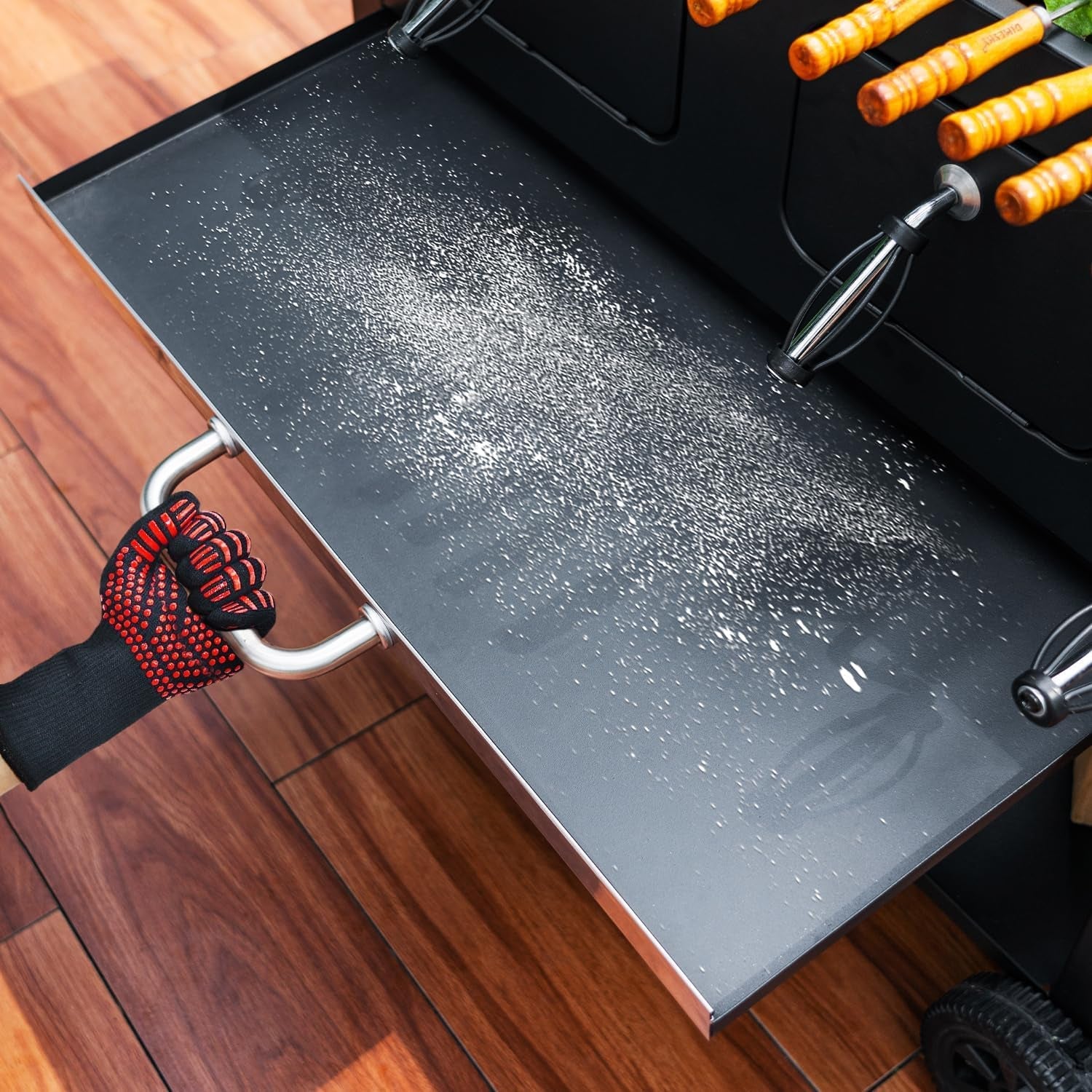 Charcoal Grill Outdoor BBQ Grill. Extra Large Cooking Area 794 Square Inches with Two Individual & Adjustable Charcoal Tray. Foldable Side Tables for Outdoor Cooking Backyard Camping Picnics by - Image 7