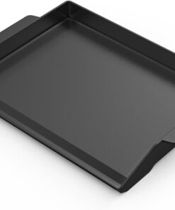 Universal Cast Iron Cooking Griddle. Nonstick Coating Griddle Flat Top Grill Plate with Extra High Sidewalls for All Gas Grills and 4 Burner Range Oven. 23 X 16