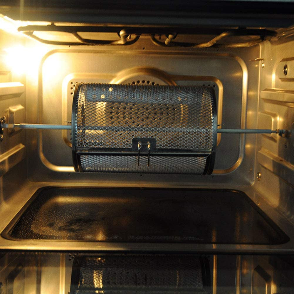 GEZICHTA BBQ Grill Roaster.Stainless Steel Grilled Cage.Bbq Rolling Grill Basket for Vegetables.Rotisserie Grill Peanut Beans French Fries Basket.Silver Grilling Accessories(22 * 11.7 Cm) - Image 4