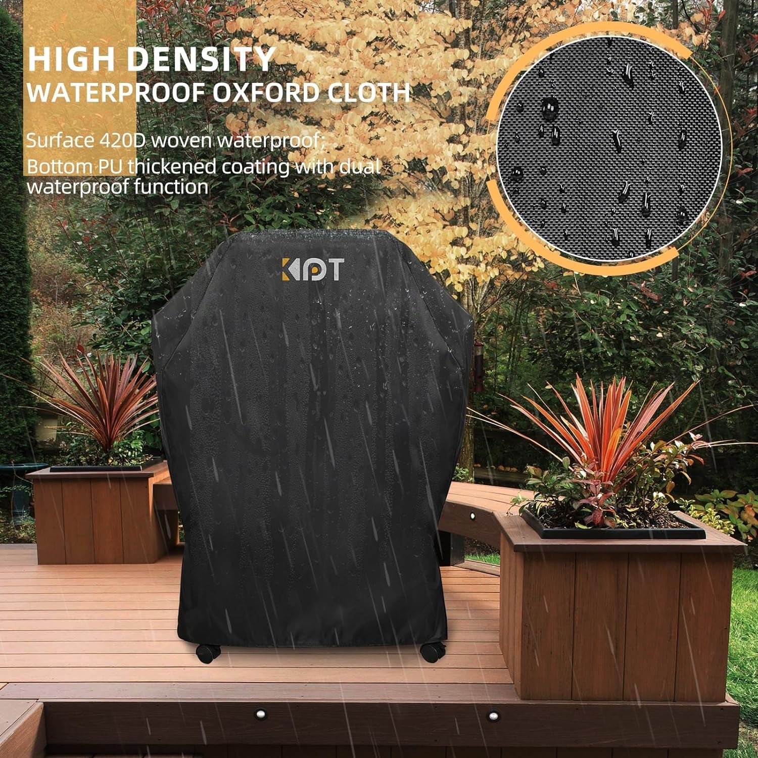 30 Inch Grill Cover - 420D Light Waterproof Grill Cover for Outdoor Grill. BBQ Cover with Air Vents. Straps. UV & Fade Resistant. Gas Grill Covers for Weber. Nexgrill. Char Broil. Etc. Black - Image 4