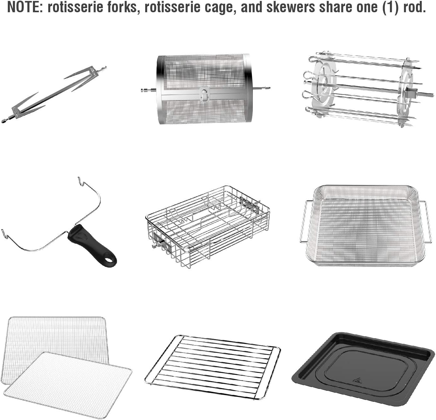 Gowise USA GW44800-O Deluxe 12.7-Quarts 15-In-1 Electric Air Fryer Oven with Rotisserie and Dehydrator + 50 Recipes QT. Black/Silver - Image 7