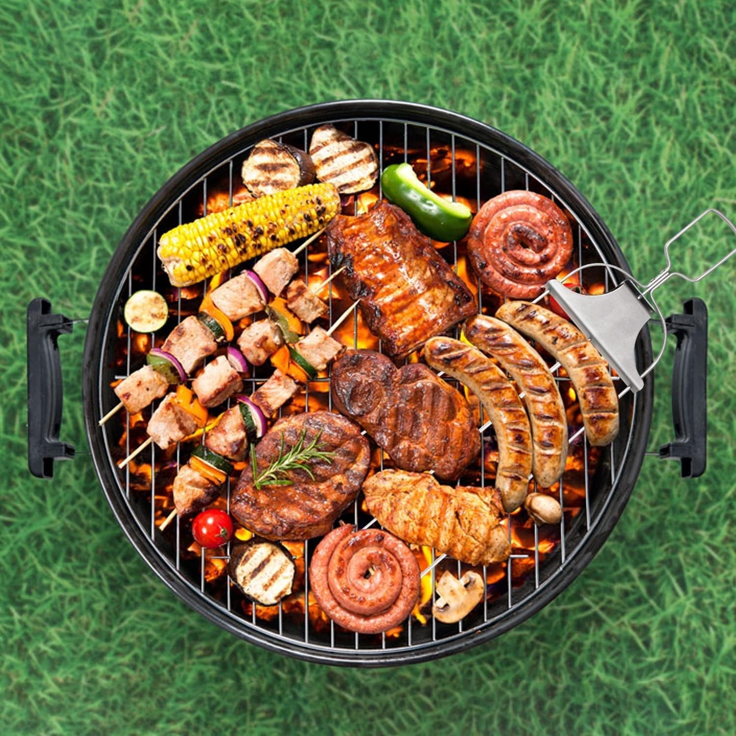 Chuanke 3-Prong Stainless Steel Skewers for BBQ Grilling with Push Bar Slider Easy Food Removal (1) - Image 6